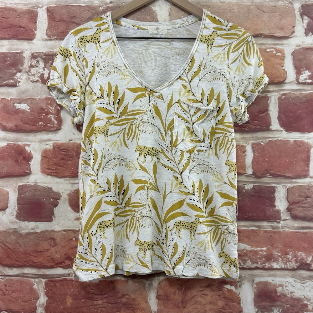 Anthropologie Tla Shirt Women's XS Multicolor Animal Print Tropical Casual Top - Picture 7 of 9